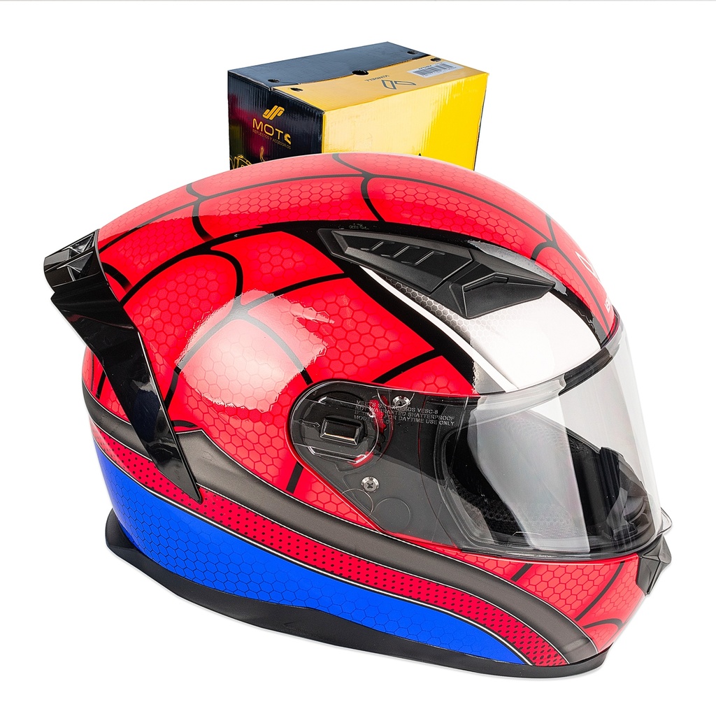 CASCO CERRADO DOBLE VISOR CON GRÁFICO TIPO SPIDERMAN TALLA "M" VENDELL MOD. 129 PLUS FULL FACE