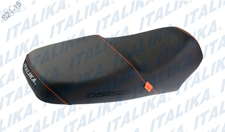 ASIENTO NEGRO ETIQUETA NARANJA