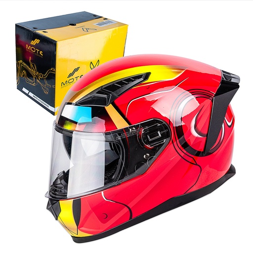 [5911038] CASCO CERRADO DOBLE VISOR CON GRÁFICO TIPO IRONMAN ROJO TALLA "L" IMPORTADO 129 RED IRONMAN (L) 