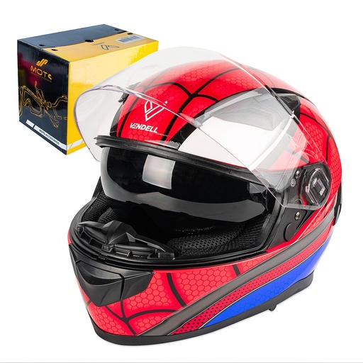 [5911061] CASCO CERRADO DOBLE VISOR CON GRÁFICO TIPO SPIDERMAN TALLA "L" VENDELL MOD. 129 PLUS FULL FACE